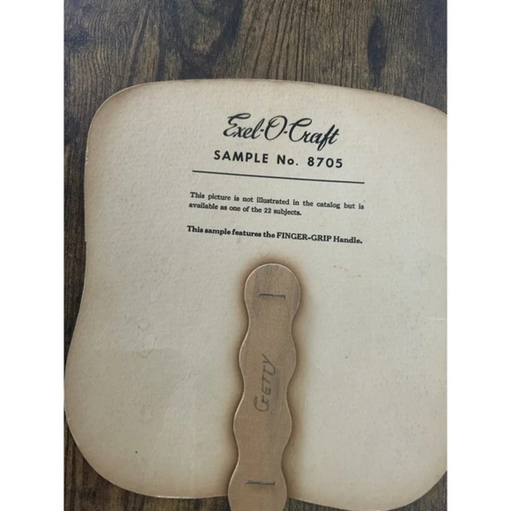 RARE Vintage Excel-O-Craft Sample No 8705 Silent Worship Advertising‎ Hand Fan